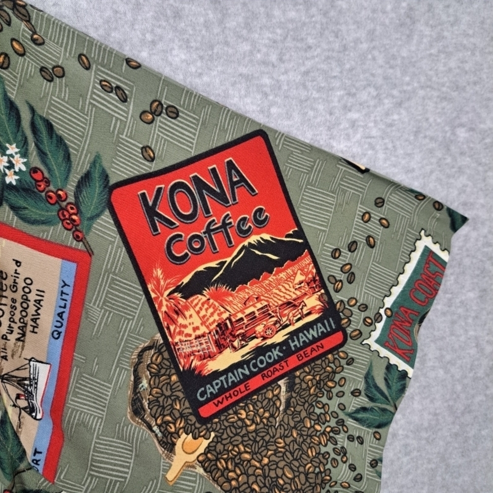 Vntg Reyn Spooner Men's M 90's Y2k Kona Coffee Hawaiian Aloha All Over Print - Picture 13 of 14
